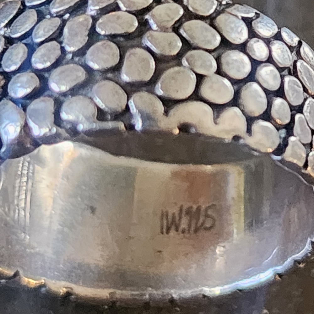Sterling Silver Heavy Chunky Women's Ring Sz 11 Purple Gemstone Men's Snake Skin - Picture 7 of 11